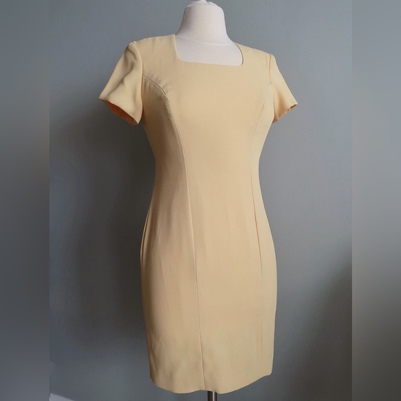 Liz Claiborn Petite Vintage Yellow classic dress with shoulder pads - Picture 1 of 6